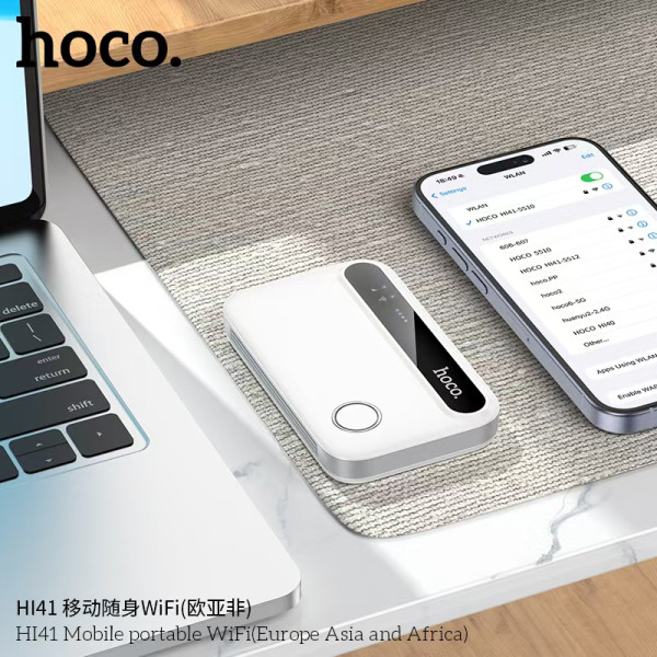 Фото - Маршрутизатор інтернет WiFi6+4G HOCO HI41 Mobile portable WiFi White (6942007647984)