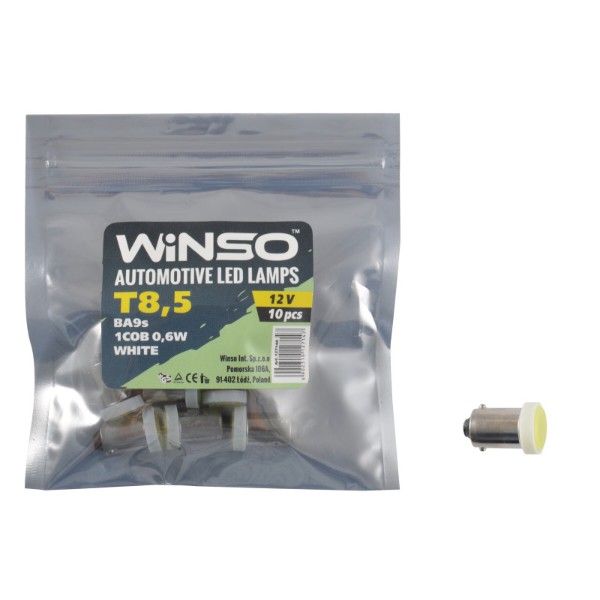 Фото - Автолампа Winso 12V COB T8.5 1LED 0,6W white 10 шт.уп. (127140)