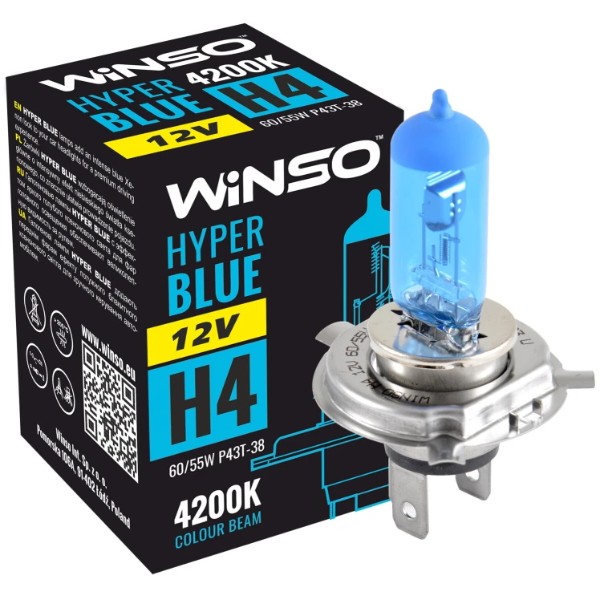 Фото - Автолампа Winso 12V H4 HYPER BLUE 4200K 60/55W P43t-38 (712440)