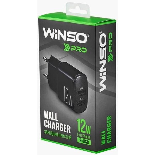 Фото - Мережевий зарядний пристрій Winso PRO 12W 2xUSB-A (220012)