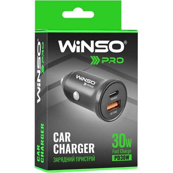 Фото - Автомобильное зарядное устройство Winso  PRO 30W 1xUSB-C+1xUSB-A, transparent (223030)