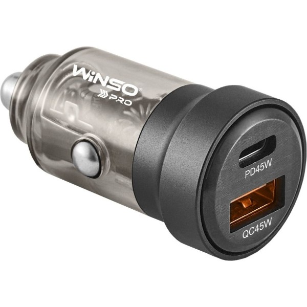 Фото - Автомобильное зарядное устройство Winso PRO 45W 1xUSB-C+1xUSB-A, transparent (223245)