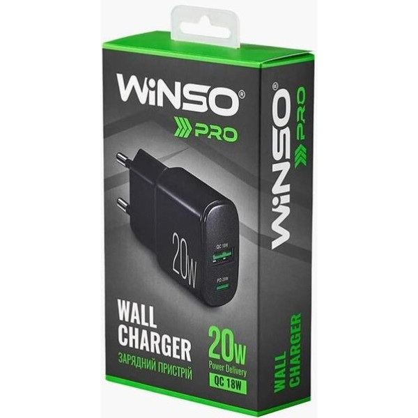 Фото - Мережевий зарядний пристрій Winso PRO PD20W USB-C+USB-A (220020)