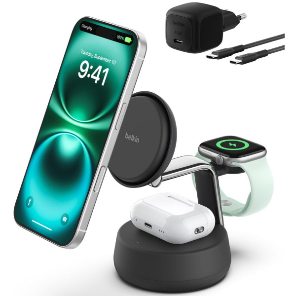 Фото - Беспроводное зарядное устройство Belkin UltraCharge Pro 3-in-1 Magnetic Charging Dock (WIZ040KQCH)