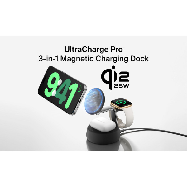 Фото - Беспроводное зарядное устройство Belkin UltraCharge Pro 3-in-1 Magnetic Charging Dock (WIZ040KQCH)