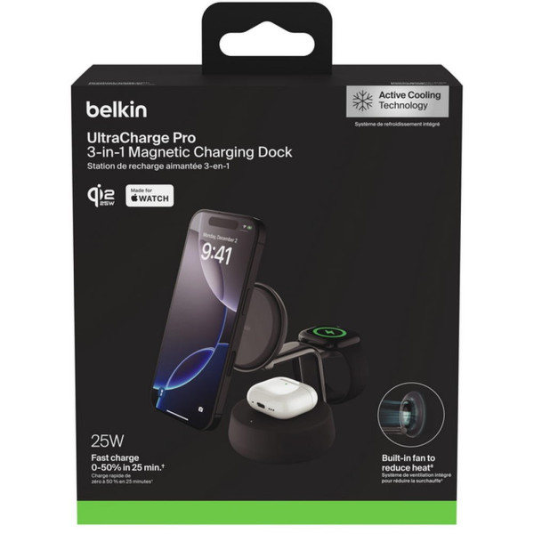 Фото - Беспроводное зарядное устройство Belkin UltraCharge Pro 3-in-1 Magnetic Charging Dock (WIZ040KQCH)