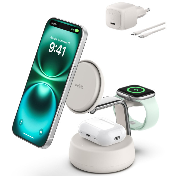 Фото - Беспроводное зарядное устройство Belkin UltraCharge Pro 3-in-1 Magnetic Charging Dock (WIZ040KQSD)