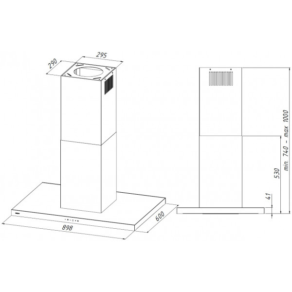 Фото - Витяжка декоративна Akpo WK-9 Isla Feniks Slim Glass 1200 Inox+Black 90