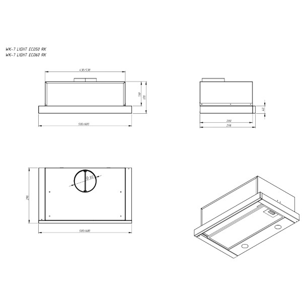 Фото - Вытяжка встраиваемая Akpo WK-7 Light Eco RK 700 Black 60