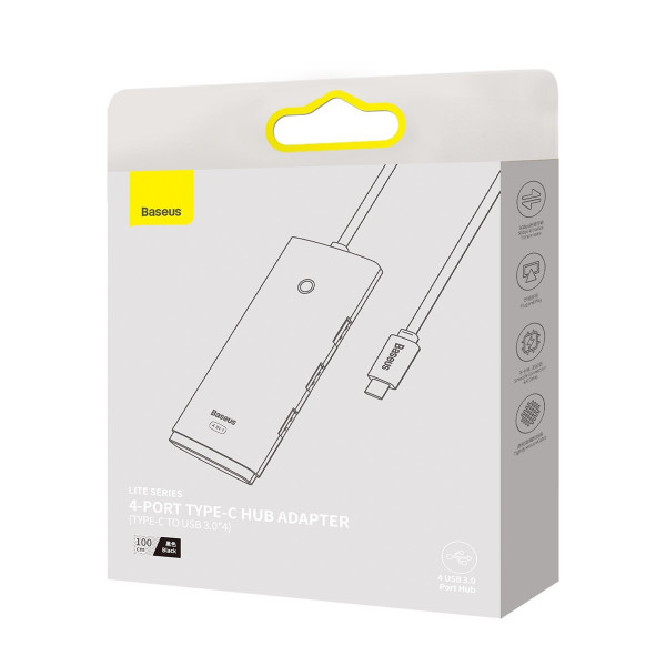 Фото - Хаб USB Baseus 4-Port Type-C Type-C to USB 3.0х4 1m Black (WKQX030401)