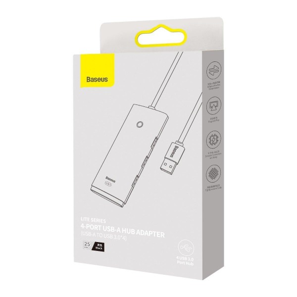 Фото - Хаб USB Baseus Lite Series 4-in-1 USB-A to USB 3.0х4 0.25m (WKQX030001)