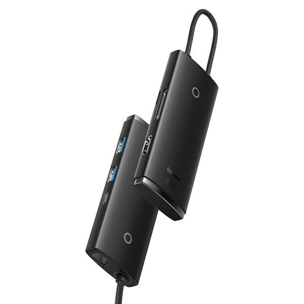 Фото - Хаб USB Baseus 6-Port Type-C Type-C to HDMI+USB3.0х2+PD+SD/TF)Black (WKQX050101)