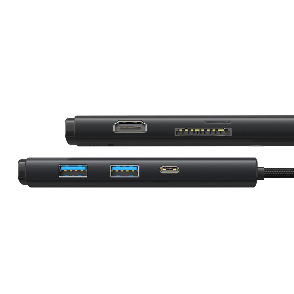 Фото - Хаб USB Baseus 6-Port Type-C Type-C to HDMI+USB3.0х2+PD+SD/TF)Black (WKQX050101)