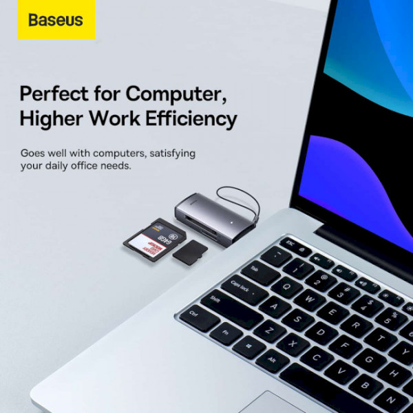 Фото - Кардрідер Baseus Lite Series USB-A to SD/TF Gray (WKQX060013)