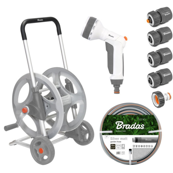 Фото - Візок для шланга BRADAS 1/2" 20 м SILVER PRO SET, WHITE LINE (WL-AG33320SET1)