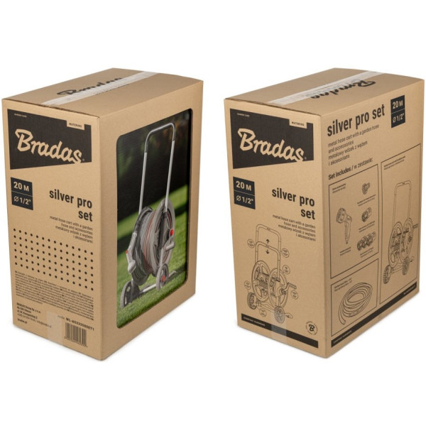 Фото - Візок для шланга BRADAS 1/2" 20 м SILVER PRO SET, WHITE LINE (WL-AG33320SET1)
