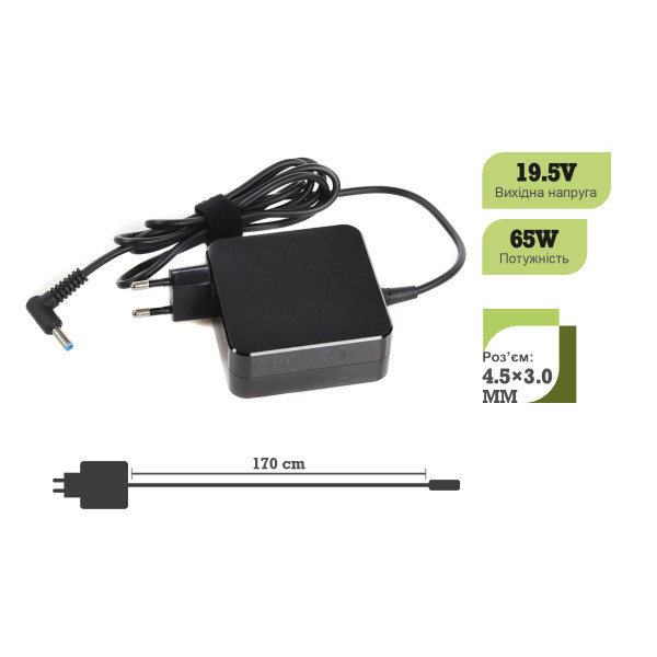Фото - Зарядний пристрій для ноутбука 1stCharger 65W 19.5V 3.33 4.5x3.0 Wall Mount (WM1ST19.5V65W4530H)