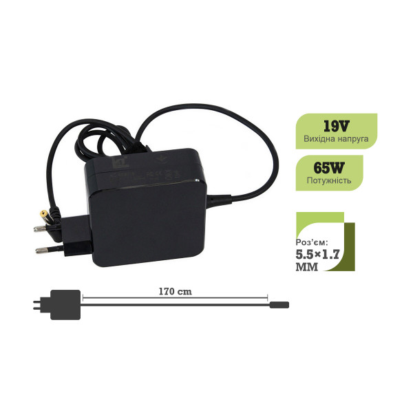 Фото - Зарядное устройство для ноутбука 1stCharger 65W 19V 3.42A 5.5x1.7 Wall Mount (WM1ST19V65W5517)