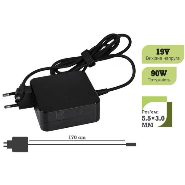 Фото - Зарядний пристрій для ноутбука 1stCharger 90W (19V/4.74A) 5.5x3.0 Wall Mount (WM1ST19V90W5530)