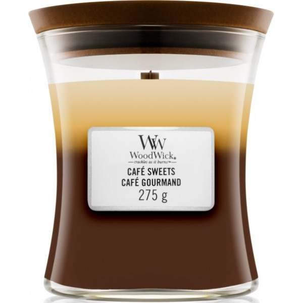 Фото - Свічка скло Woodwick Medium Trilogy Cafe Sweets (Солодощі кафе) 275г (92904E)