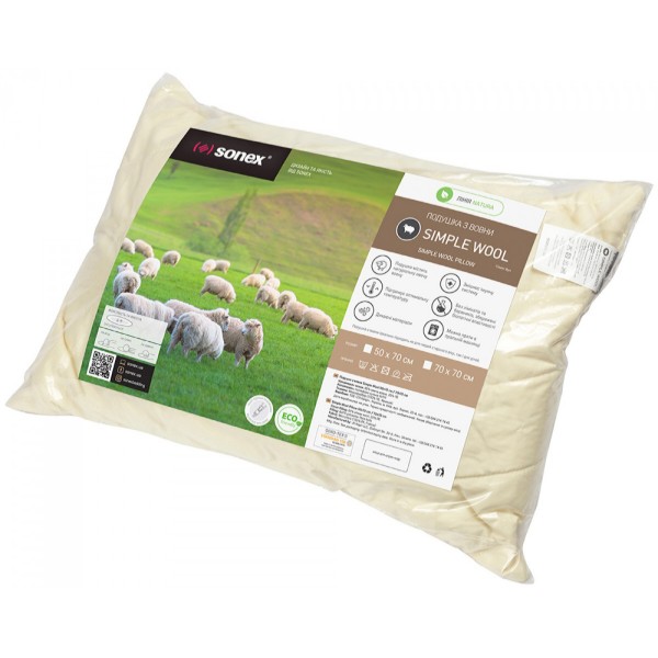 Фото - Подушка стандартна Sonex SimpleWool з вовни 50х70 см (SO102379)