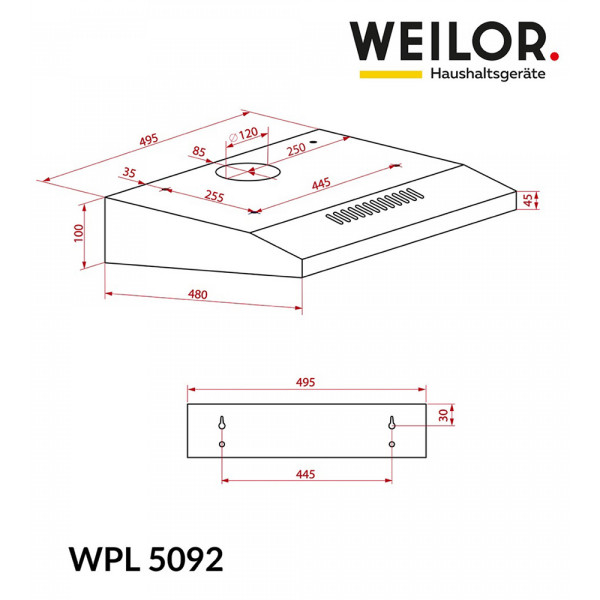 Фото - Витяжка традиційна Weilor WPL 5092 FBL