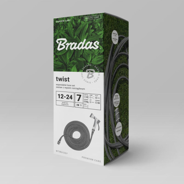 Фото - Набір для поливу BRADAS TWIST HOSE 12-24 м Сірий (WTW1224GY)