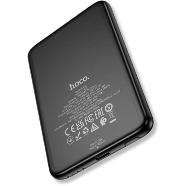Фото - Батарея мобильная HOCO J140A Tony Magnetic MagSafe 15W + PD20W (5000 mAh) Black (714866)