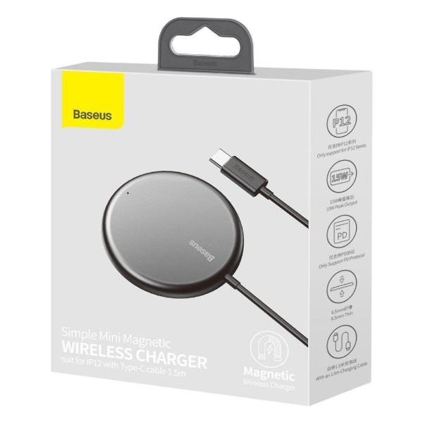 Фото - Беспроводное зарядное устройство Baseus Simple Mini Magnetic 15W (WXJK-F01)