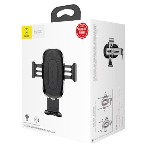 Фото - Автодержатель с беспроводной зарядкой Baseus Wireless Charger Gravity Car Mount Black (WXYL-01)