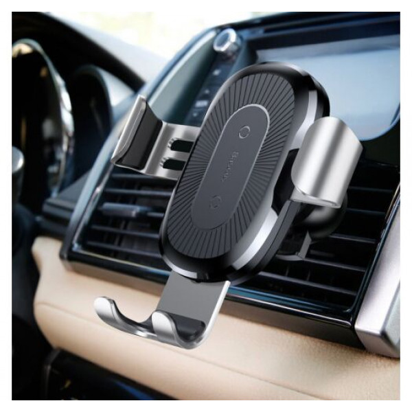 Фото - Тримач для мобільного пристрою Baseus Wireless Charger Gravity Car Mount Silver (WXYL-0S)
