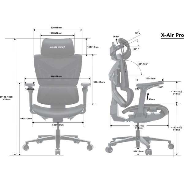 Фото - Крісло для геймерів Anda Seat X-Air Pro Size XL Mesh Space Black (AD-WY-01-BBB-B01)