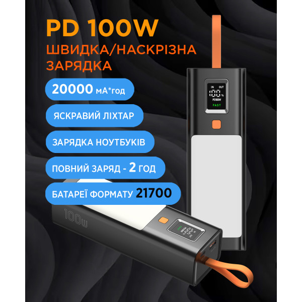 Фото - Батарея мобільна Sigma X-power SI20A9QLX black (20000mAh, PD100W, LED, ліхтарик)