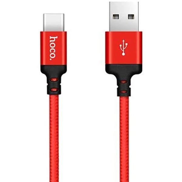 Фото - Кабель HOCO X14 USB to Type-C 3A, 1m Black-Red (6957531062875)