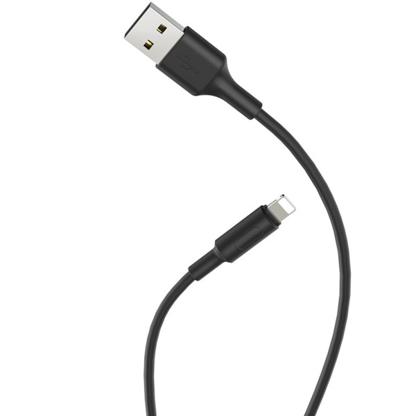 Фото - Кабель синхронізації даних HOCO X25 USB to iP 2A 1m, PVC PVC connectors, Black (6957531080107)