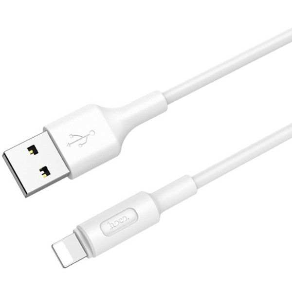 Фото - Кабель синхронізації даних HOCO X25 USB to iP 2A 1m PVC PVC connectors, White (6957531080114)