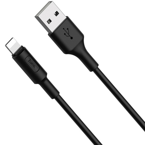 Фото - Кабель синхронізації даних HOCO X25 USB to iP 2A 1m, PVC PVC connectors, Black (6957531080107)
