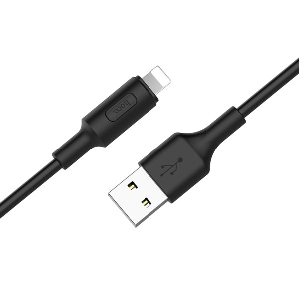 Фото - Кабель синхронізації даних HOCO X25 USB to iP 2A 1m, PVC PVC connectors, Black (6957531080107)