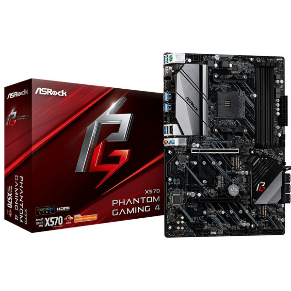 Фото - Материнська плата ASRock AMD AM4 X570 4DDR4 2PCIex16 2M.2 ATX (X570 PHANTOM GAMING 4)