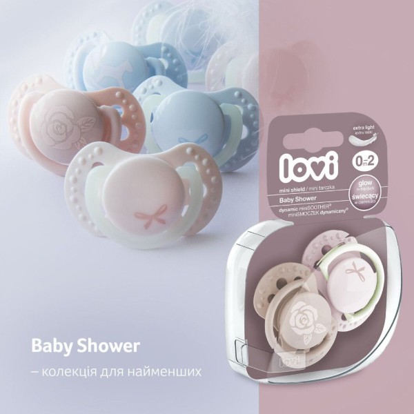 Фото - Динамічна пустушка Lovi 0-2 м-ців 2 шт. Baby Shower Girl (22/900girl)