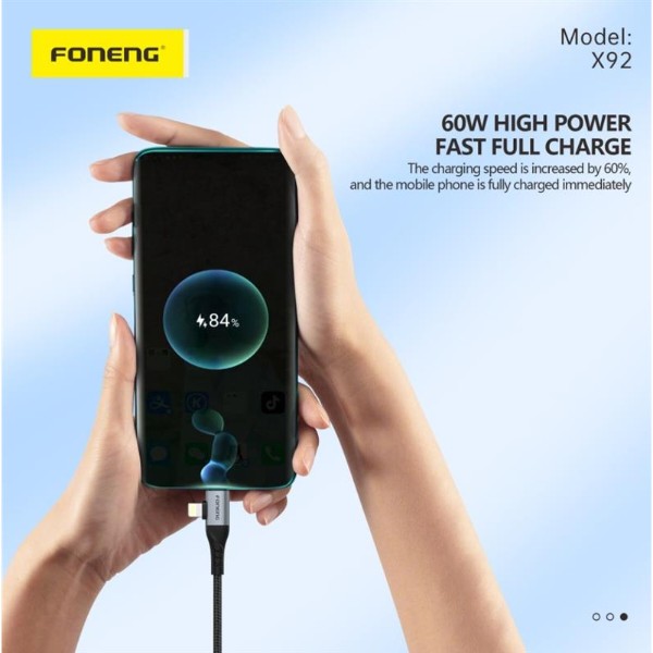 Фото - Кабель Foneng X92 4-in-1 (60W) USB/USB-C - USB-C/Lightning 1m Black (X92-CA-FIO)