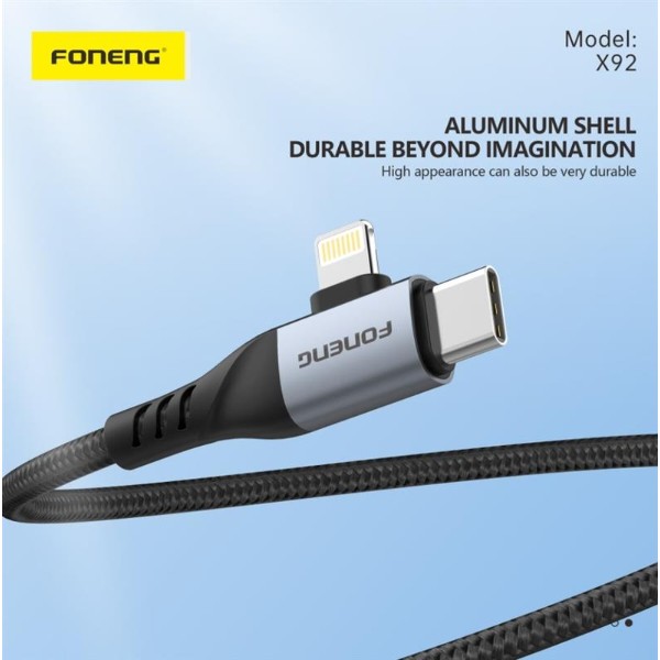 Фото - Кабель Foneng X92 4-in-1 (60W) USB/USB-C - USB-C/Lightning 1m Black (X92-CA-FIO)