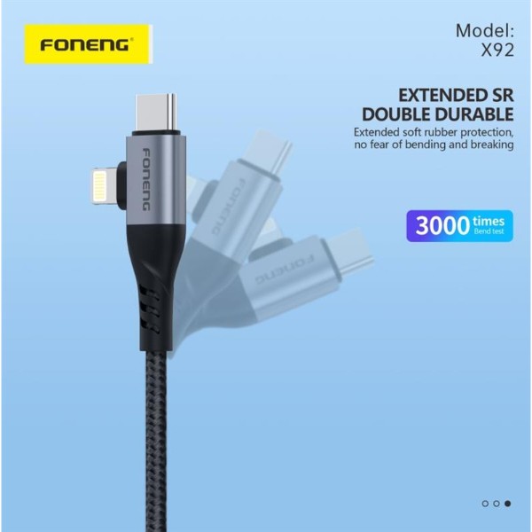 Фото - Кабель Foneng X92 4-in-1 (60W) USB/USB-C - USB-C/Lightning 1m Black (X92-CA-FIO)