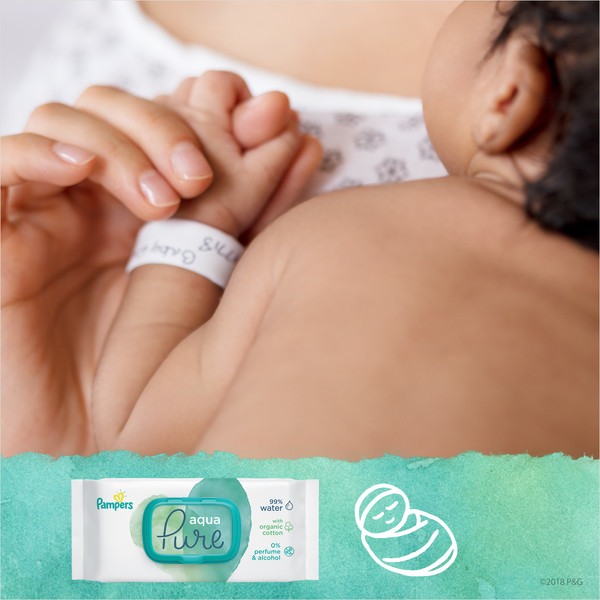 Фото - Серветки вологі для дітей Pampers Aqua Pure 96 шт. (8001090603357)