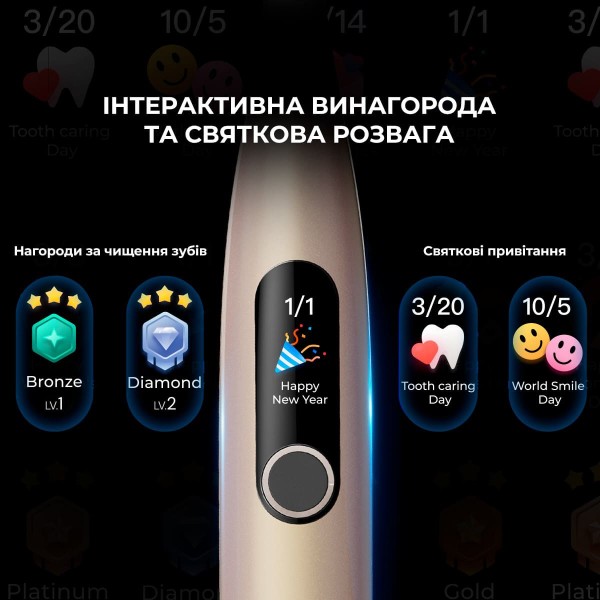 Фото - Зубная щетка электрическая Oclean X Pro Digital Set Electric Toothbrush Champagne Gold (6970810552577)