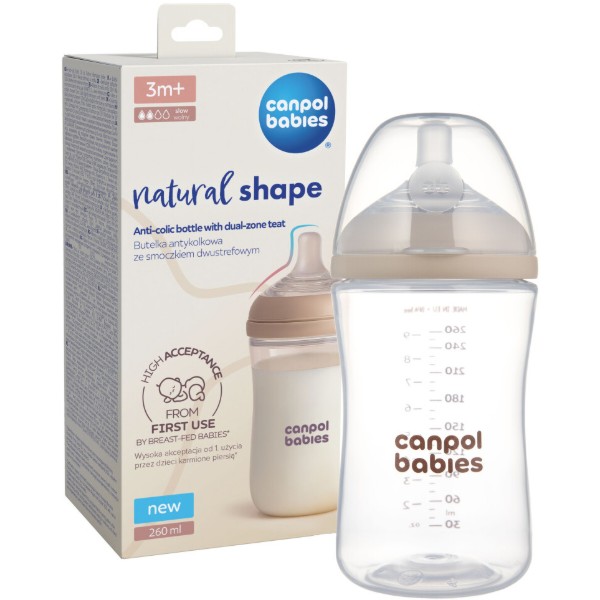 Фото - Пляшка для годування Canpol babies Natural Shape з соскою Dual-zone 260 мл (35/401)