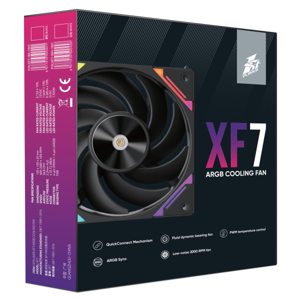 Фото - Корпусный вентилятор 1stPlayer XF7 Black (XF7-BK-1IN1)