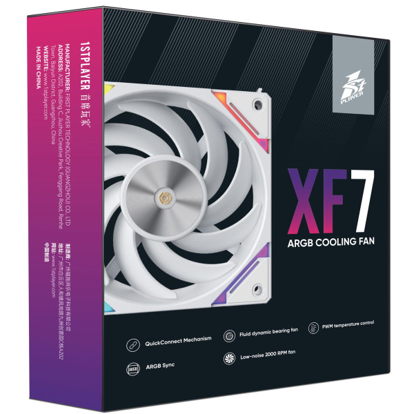 Фото - Корпусный вентилятор 1stPlayer XF7 White (XF7-WH-1IN1)