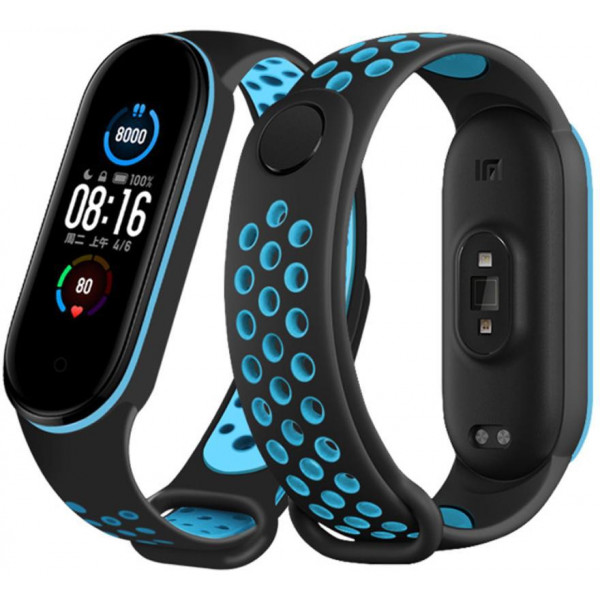 Фото - Ремінець для фітнес-браслету XOKO Sport for Xiaomi Mi Band 5/6/7 Black/Blue (XK-BND-SP-BKBL)