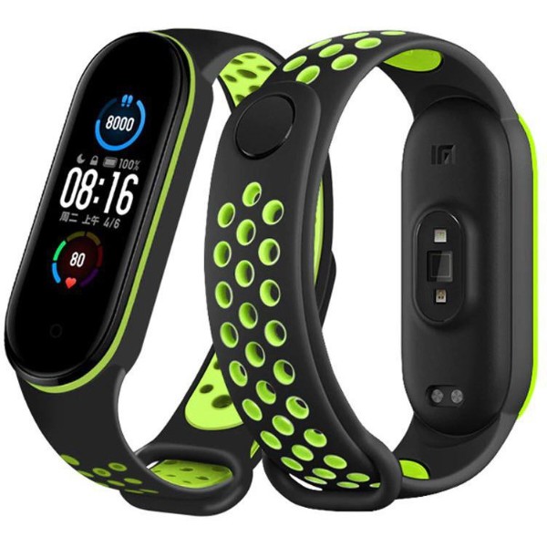 Фото - Ремінець для фітнес-браслету XOKO Sport for Xiaomi Mi Band 5/6/7 Black/Green (XK-BND-SP-BKGRN)